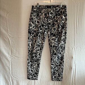 Floral Black and White Skinny Jeans
